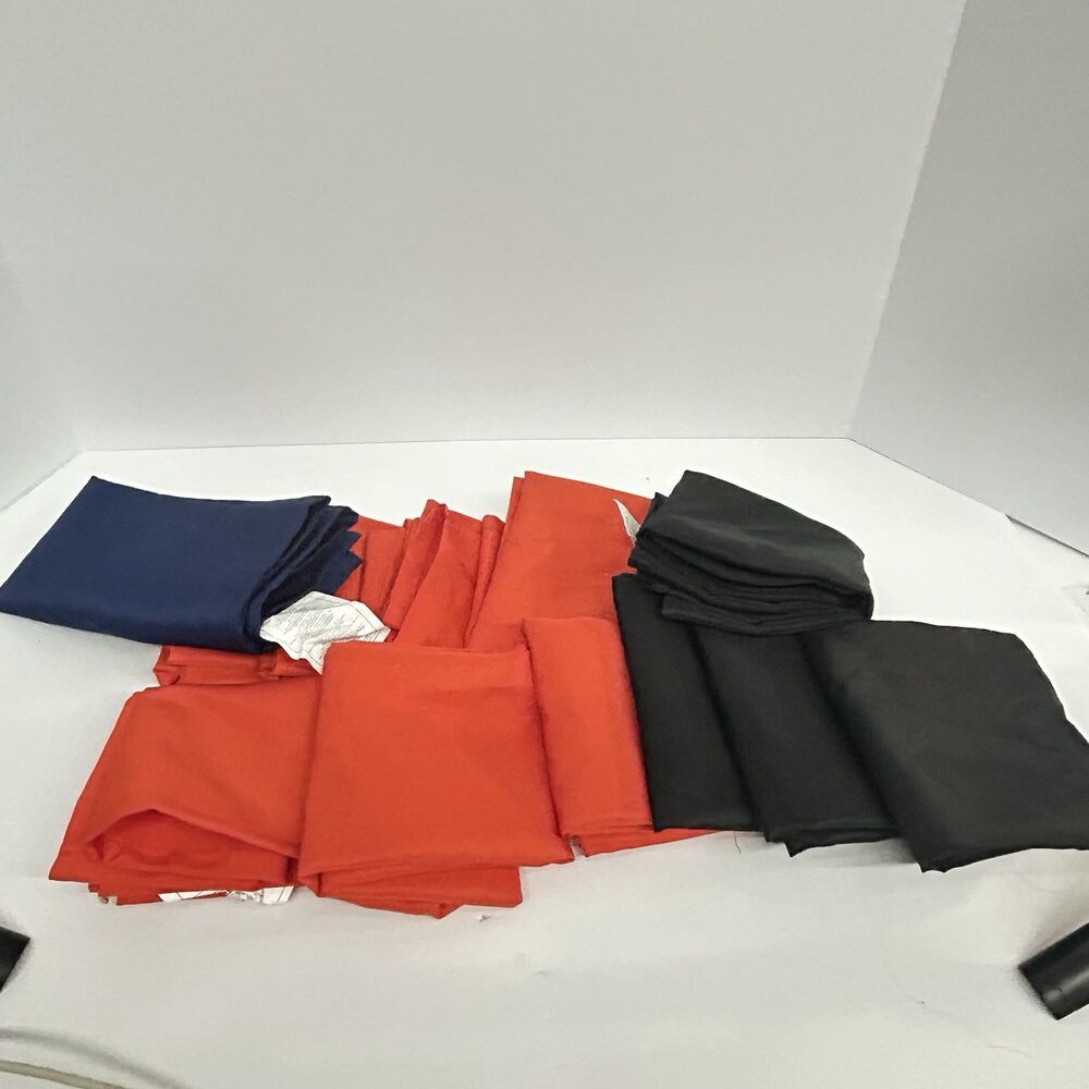 Lot Of  12 Utopia Polyester Napkins 18x18 Black Orange Navy